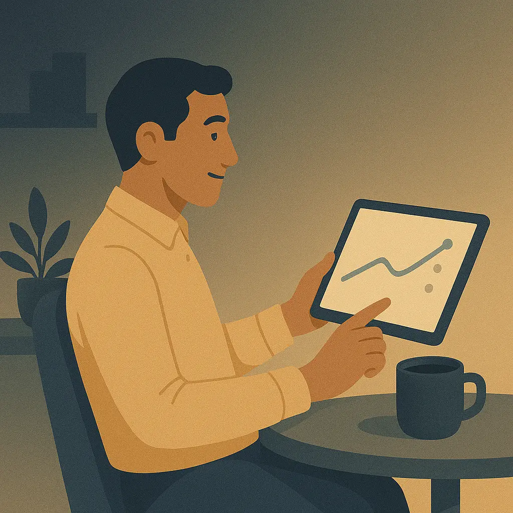 Business owner calmly checking in with a trusted advisor